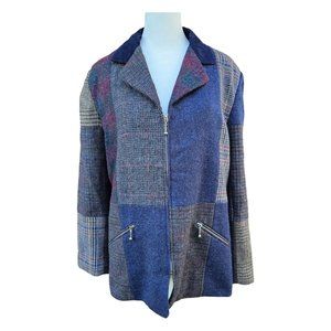 VTG Character Suburban Wear Patchwork Blazer Women's Size 10 Mixed Print Tweed